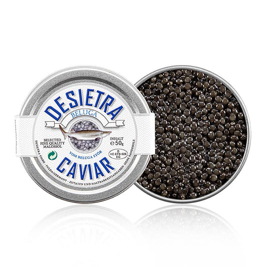 Desietra Beluga-kaviar Malossol från huso (huso huso), akvakultur Tyskland, 50 g