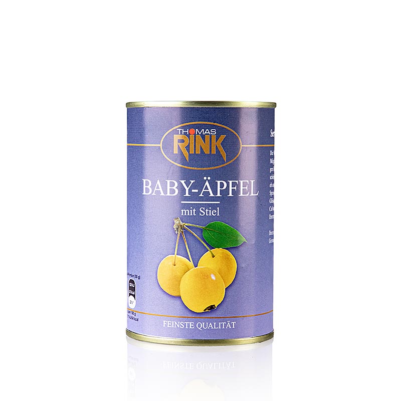 Babyäpplen, lätt sockrade, med stjälk, 425 g