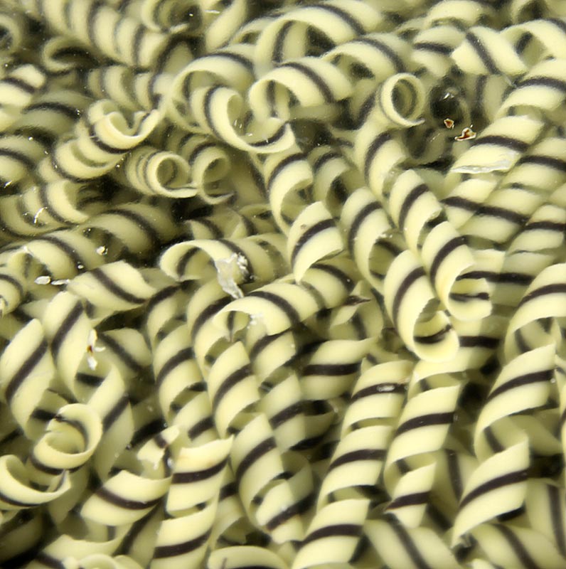 Dekorationsplatta "Tornado" – lockform, vit/mörk choklad, ca 10x62 mm, 800 g