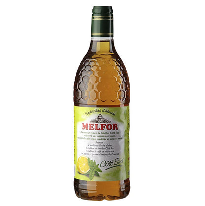 Vinäger-kryddblandning, med honung, örter, basilika & citron, 3,8 % syra, Melfor, 1 l