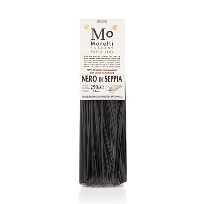 Morelli 1860 Linguine, svart, med bläckfiskfärg & vetegroddar, 250 g