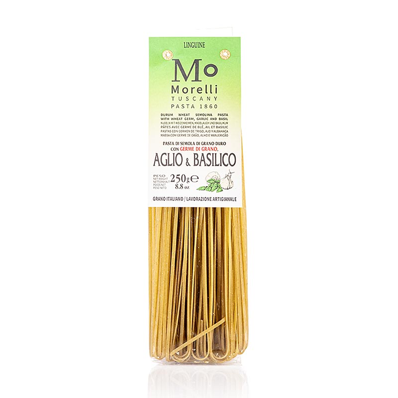 Morelli 1860 Linguine, med vitlök, basilika & vetegroddar, 250 g