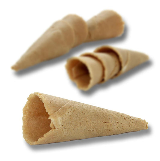 Mini-hörnchen Basic, neutral, ø 2,5x7,5 cm, med våffelhållare, 325 g, 112 st