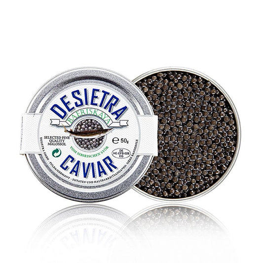 Desietra Baeriskaya Kaviar (Acipenser baerii), vattenbruk Tyskland, 50 g