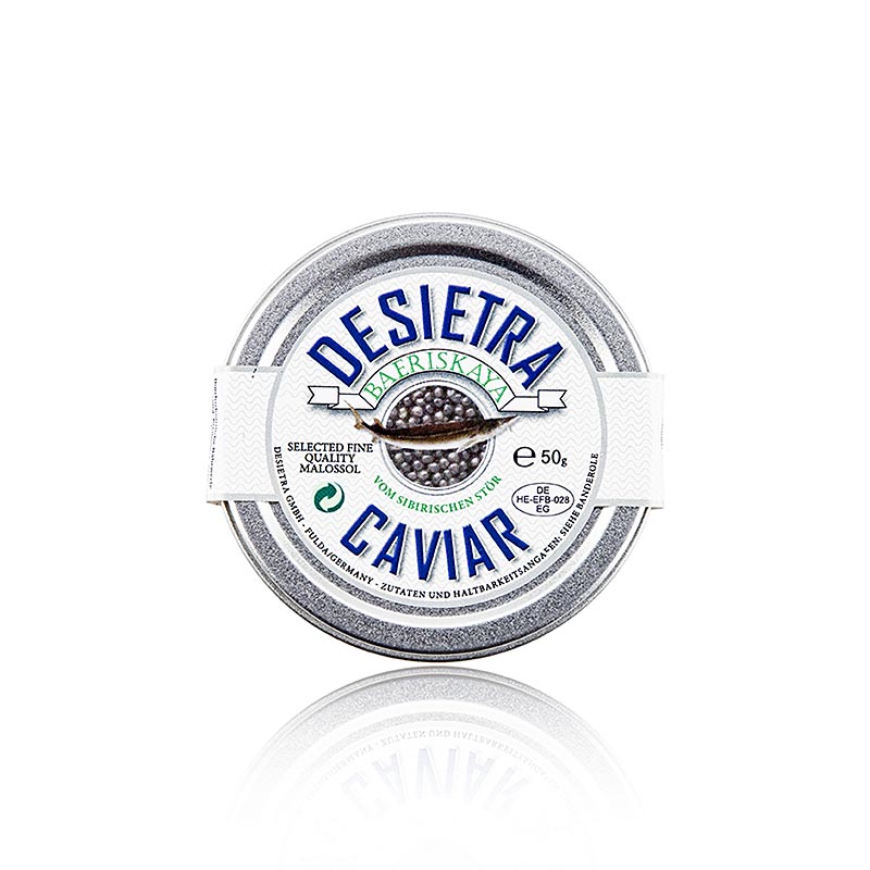 Desietra Baeriskaya Kaviar (Acipenser baerii), vattenbruk Tyskland, 50 g