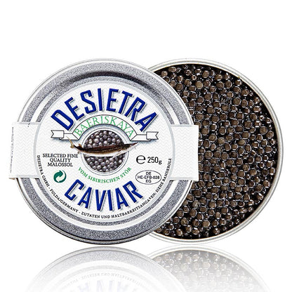 Desietra Baeriskaya-kaviar (Acipenser baerii), akvakultur Tyskland, 250 g
