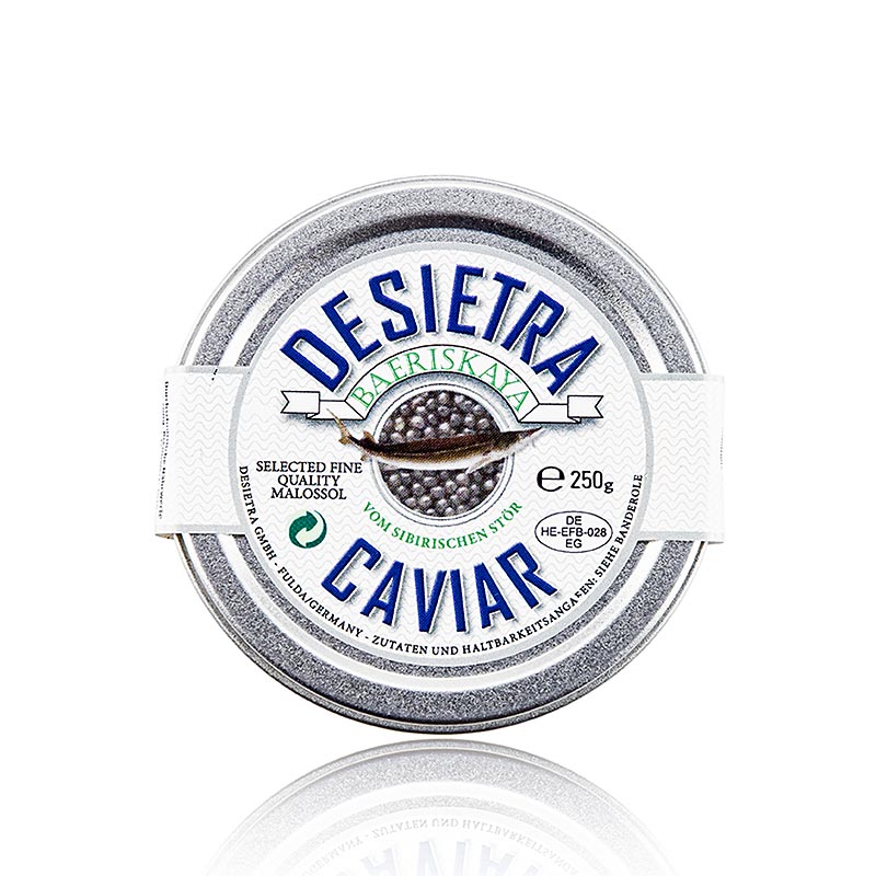 Desietra Baeriskaya-kaviar (Acipenser baerii), akvakultur Tyskland, 250 g