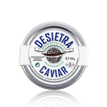 Desietra Baeriskaya-kaviar (Acipenser baerii), akvakultur Tyskland, 250 g