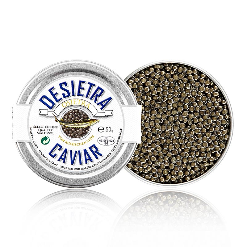 Desietra Osietra-kaviar (Acipenser gueldenstaedtii), akvakultur Tyskland, 50 g