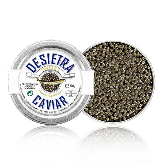Desietra Osietra-kaviar (Acipenser gueldenstaedtii), akvakultur Tyskland, 50 g