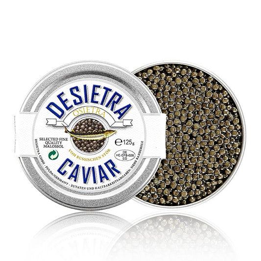 Desietra Osietra-kaviar (Acipenser gueldenstaedtii), akvakultur Tyskland, 125 g