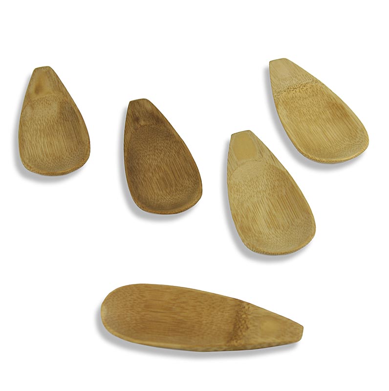 Återanvändbar sked av bambu, platt och massiv, skedformad, 10x3,8 cm, 25 st