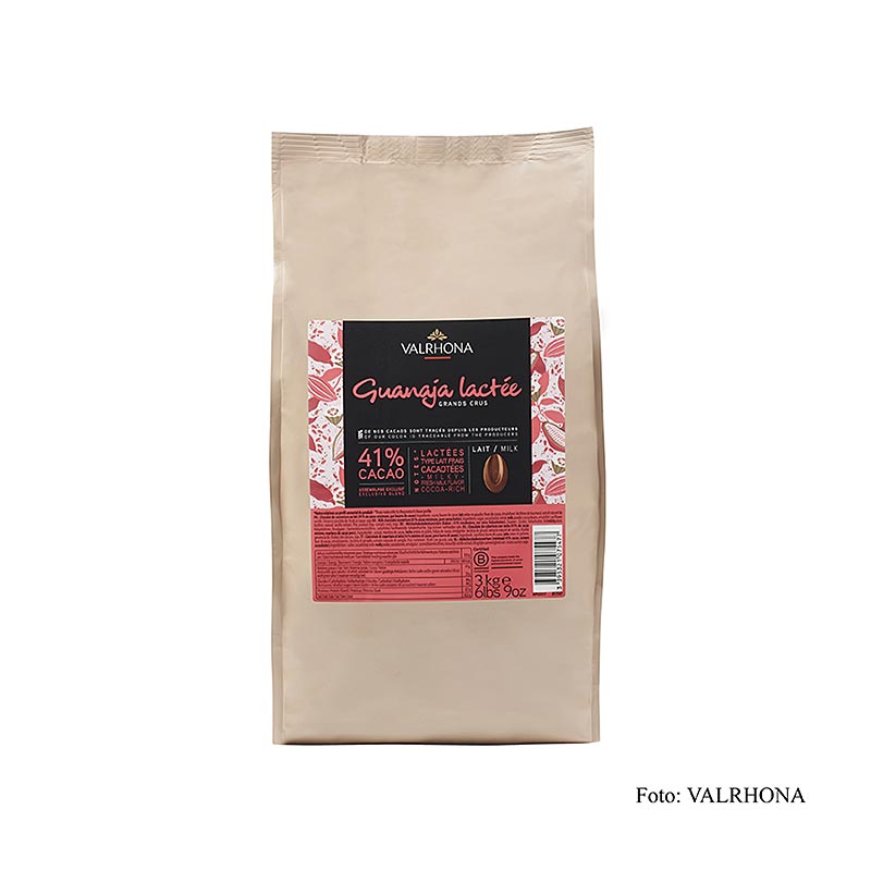 Valrhona Guanaja Lactée "Grand Cru", helmjölkschoklad, callets, 41 % kakao, 3 kg