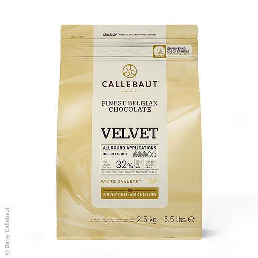 Callebaut Vit choklad "Velvet", Callets, 32 % kakaosmör, 23 % mjölk, 2,5 kg