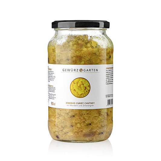 Gewürzgarten Ananas Curry Chutney, med mandel, fläderblom och citrongräs, 900 ml