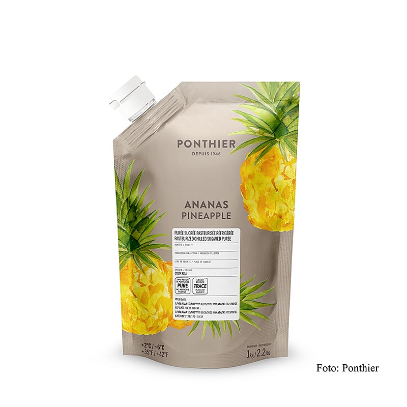 Ponthier Puré – ananas, med socker, 1 kg
