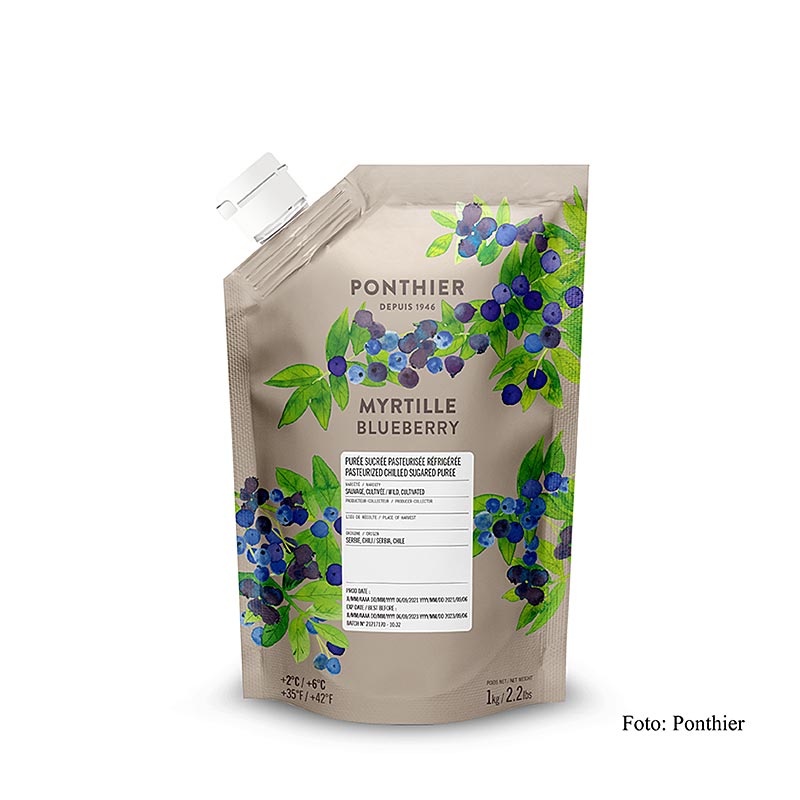 Ponthier blåbärspuré, med socker, 1 kg