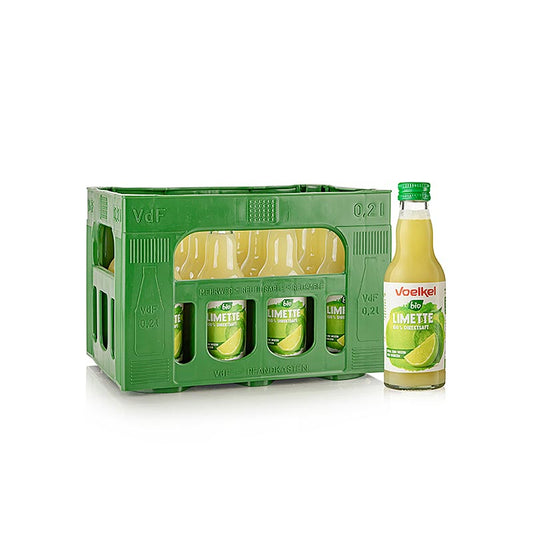 Voelkel – limejuice, 100 % direktpressad, osötad, ekologisk, 2,4 l, 12 x 200 ml