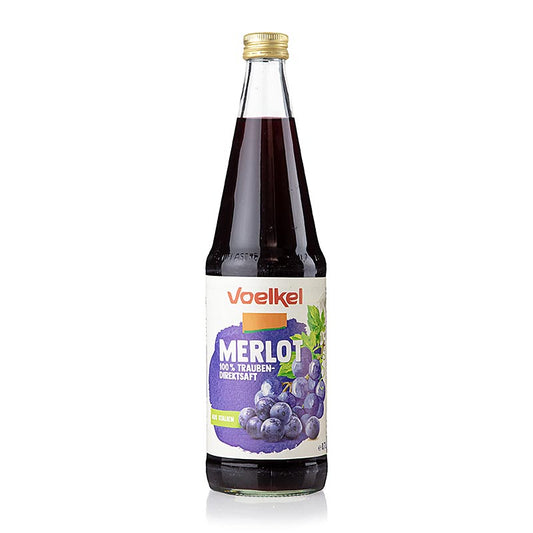 Voelkel – Merlot druvsaft, mörk, 100 % direktpressad saft, ekologisk, 700 ml