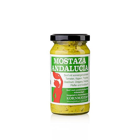 Kornmayer – Mostaza Andalucia, med tomat, kapris och fänkålsfrön, 210 ml