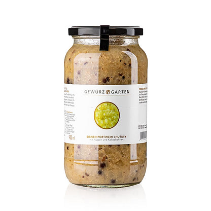 Gewürzgarten Päron-portvinschutney, med nötter, ingefära och kakaobönor, 900 ml