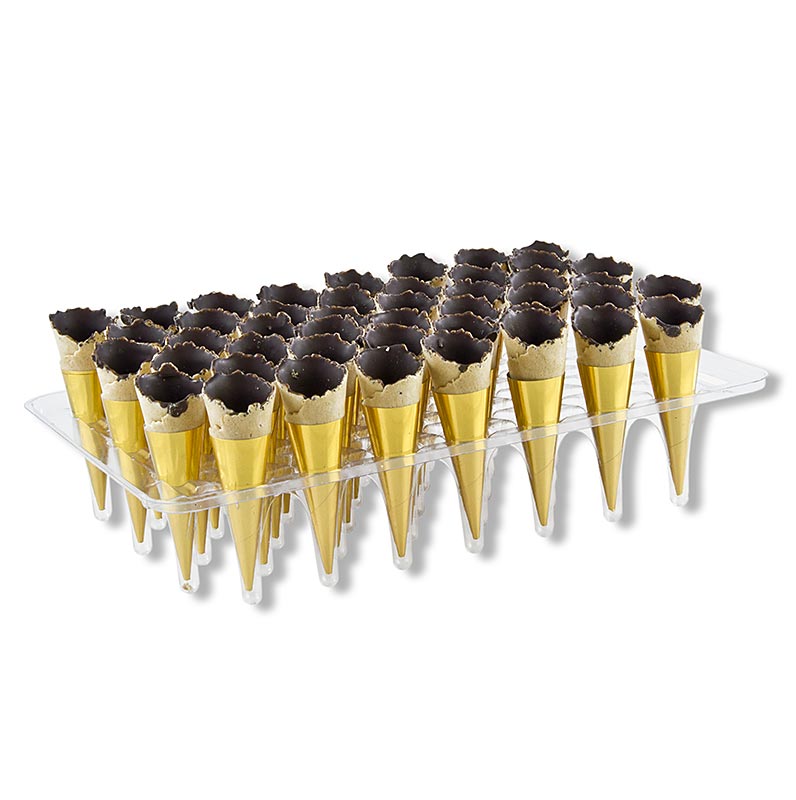 Mini-hörnchen guld, överdragna med mörk choklad, ø 3x7 cm, 1,2 kg, 180 st