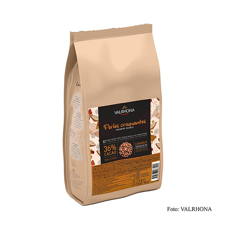 Valrhona Knuspriga pärlor, spannmålsfyllning med mjölkchokladöverdrag, 36 % kaka, 3 kg