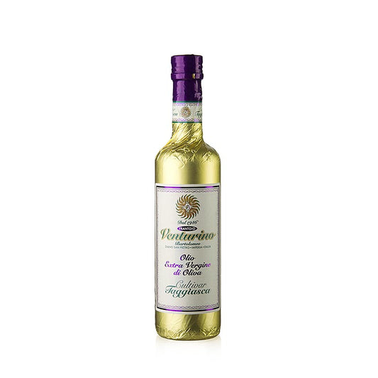 Extra jungfruolja, Venturino, 100 % Taggiasca-oliver, guldfolie, 500 ml