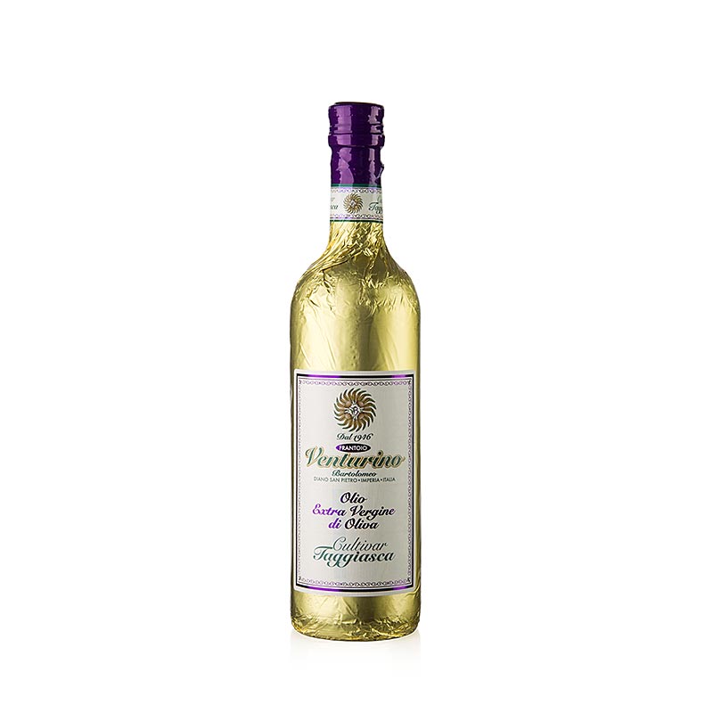 Extra jungfruolja, Venturino, 100 % Taggiasca-oliver, guldfolie, 750 ml