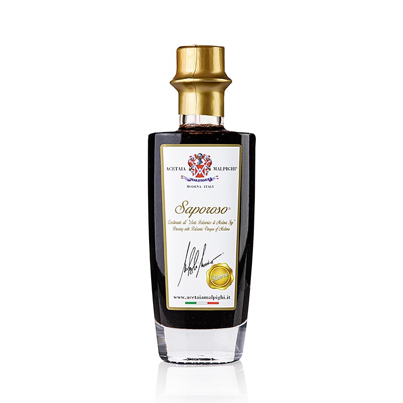 Balsamico Condiment "Saporoso Riserva", 8 år, ek- och akaciefat, Malpighi, 200 m