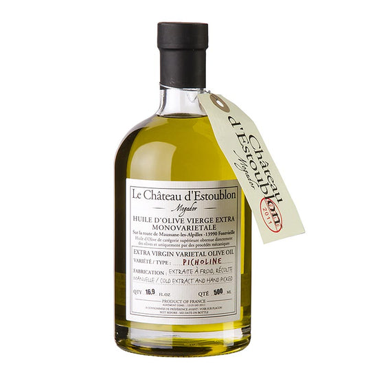 Extra jungfruolja, från Picholine-oliver, Chateau d´Estoublon, 500 ml
