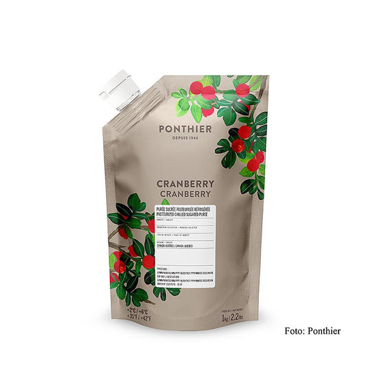 Ponthier Puré – tranbär, med socker, 1 kg