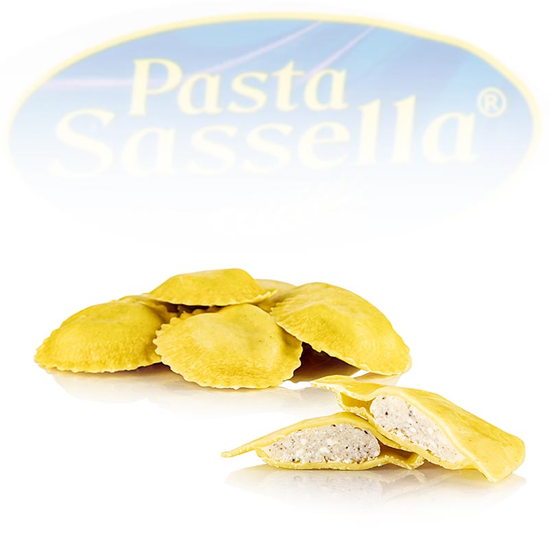 Färska agnolotti med ricotta och tryffelsmak, runda och ljusa, Sassella, 500 g