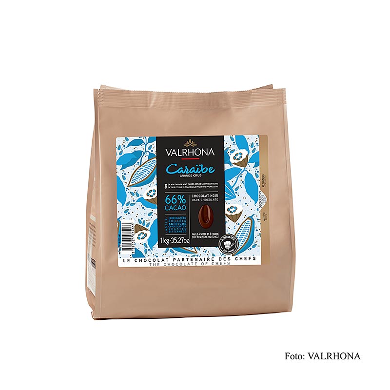 Valrhona Pur Caraibe "Grand Cru", mörk choklad, callets, 66 % kakao, 1 kg