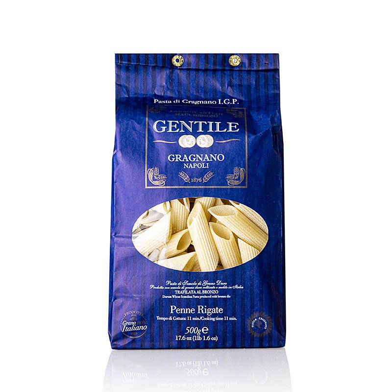 Pastificio Gentile Gragnano IGP – Penne rigate, bronspressad, 500 g