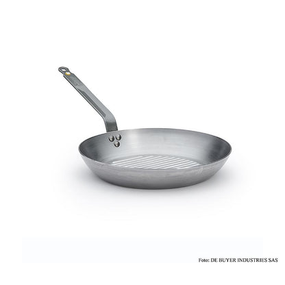 deBUYER "Mineral B Element" gjutjärnspanna med grillbotten, ø 32 cm, 4,2 cm hög, 1 St