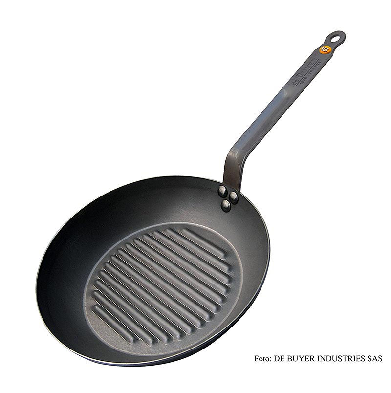 deBUYER "Mineral B Element" gjutjärnspanna med grillbotten, ø 32 cm, 4,2 cm hög, 1 St