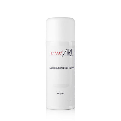 Kakaosmörspray, Velvet/samteffekt, vit, Sweet Art, 400 ml