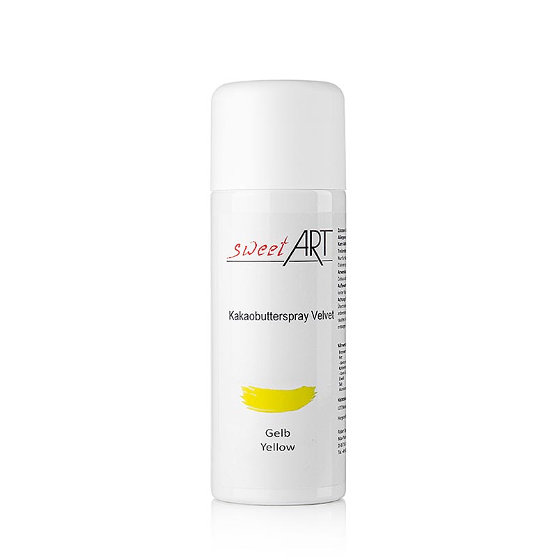 Kakaosmörspray, sammetseffekt, gul, Sweet Art, 400 ml