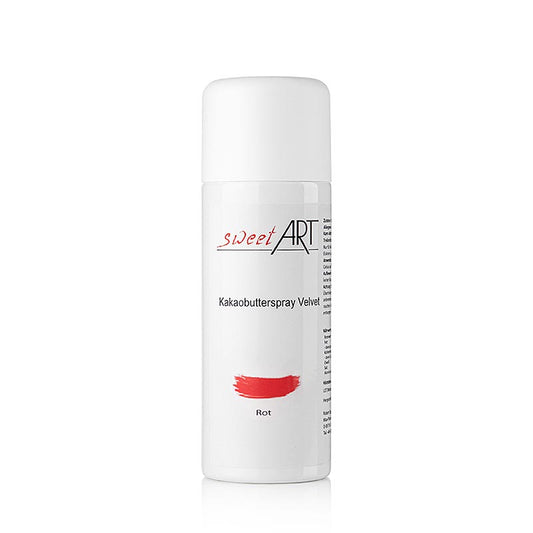 Kakaosmörspray, sammetseffekt, röd, Sweet Art, 400 ml