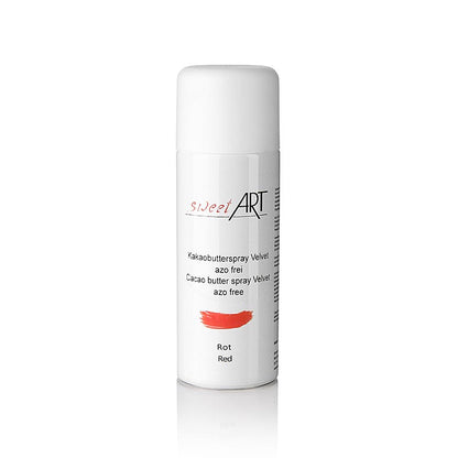 Kakaosmörspray, sammetseffekt, röd, Sweet Art, 400 ml