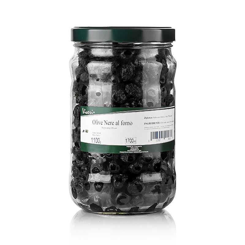 Svarta oliver, med kärna, torkade, al Forno (ugnsbakade), 1,1 kg