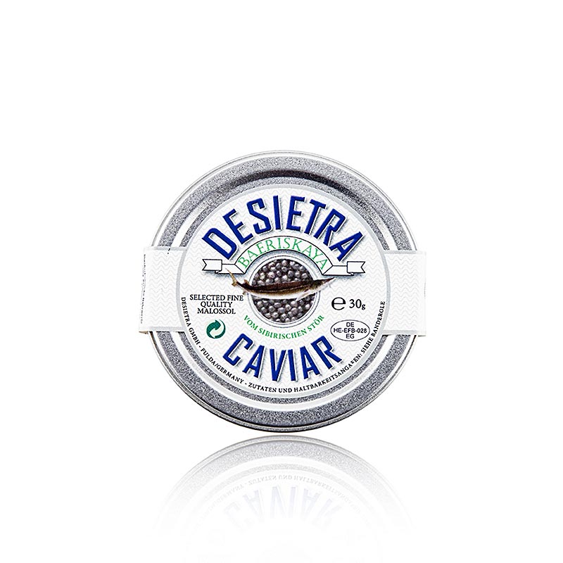Desietra Baeriskaya Kaviar (Acipenser baerii), vattenbruk Tyskland, 30 g