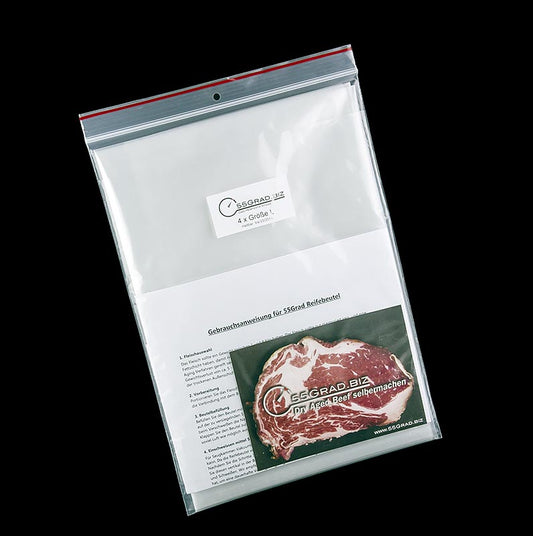 Membransäckar storlek L, 300x600 mm, för Dry Aged Beef, 55GRAD, 5 st