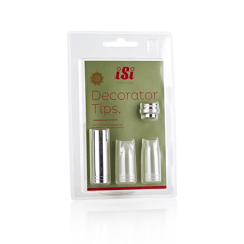 Skruvbar garneringsmunstycksset (3 munstycken, adapter) rostfritt stål och plast