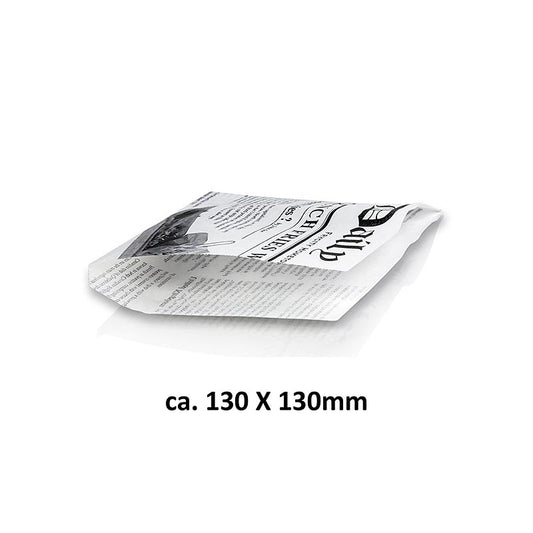 Snackspåse med tidningstryck, ca 130 x 130 mm, 1 000 st