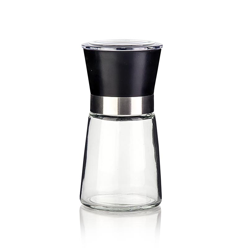 Salt-/pepparkvarn, keramiskt malverk, glasbehållare, rostfri klämma, 1 st