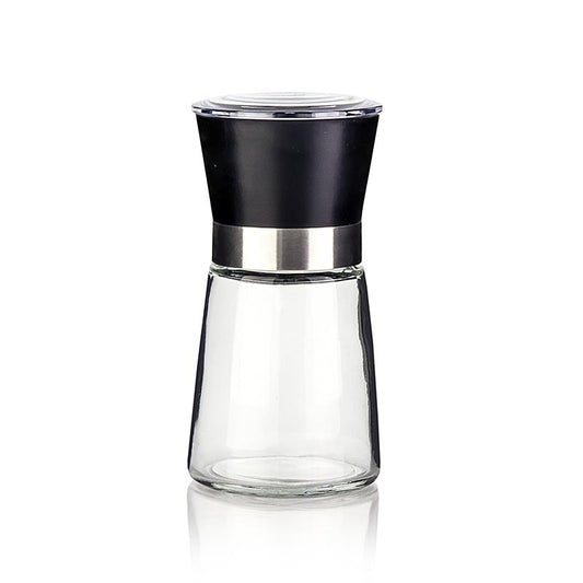 Salt-/pepparkvarn, keramiskt malverk, glasbehållare, rostfri klämma, 1 st
