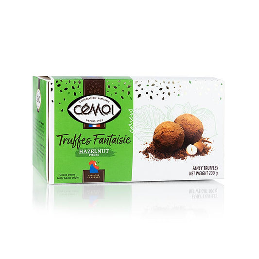 Tryffelkonfekt – praliner, Cemoi, med hasselnötsbitar, Frankrike, 200 g