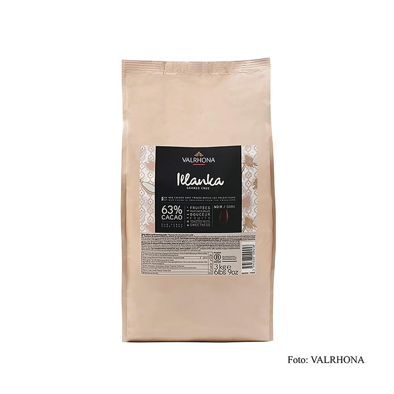 Valrhona Illanka, mörk choklad, Callets, 63 % kakao, Peru, 3 kg